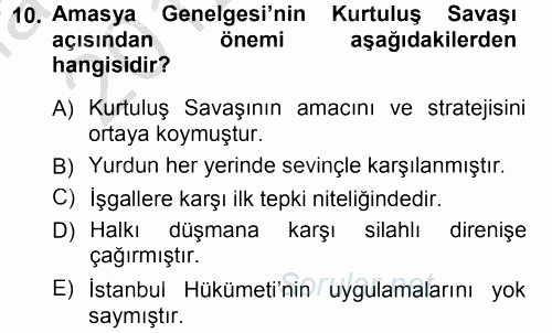 Türk Dış Politikası 1 2012 - 2013 Ara Sınavı 10.Soru