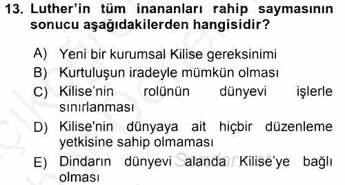 Siyasi Düşünceler Tarihi 2016 - 2017 Ara Sınavı 13.Soru