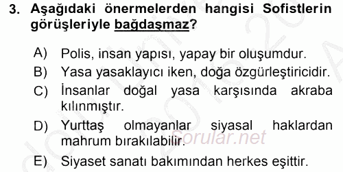 Siyasi Düşünceler Tarihi 2016 - 2017 Ara Sınavı 3.Soru