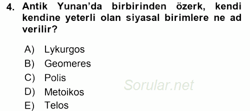 Siyasi Düşünceler Tarihi 2016 - 2017 Ara Sınavı 4.Soru