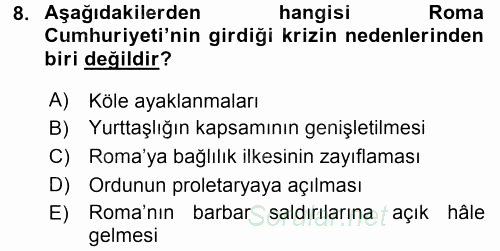 Siyasi Düşünceler Tarihi 2016 - 2017 Ara Sınavı 8.Soru