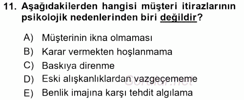 Satış Teknikleri 2016 - 2017 3 Ders Sınavı 11.Soru