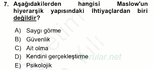 Satış Teknikleri 2016 - 2017 3 Ders Sınavı 7.Soru