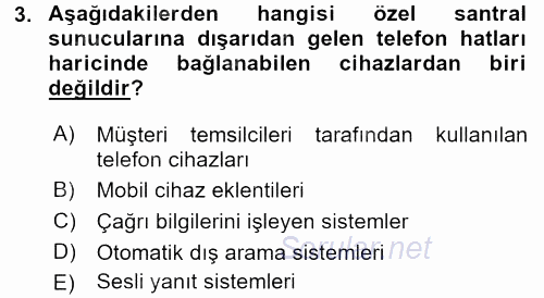 Çağrı Merkezi Yönetimi 2 2015 - 2016 Dönem Sonu Sınavı 3.Soru
