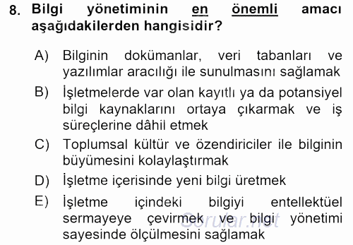 Çağrı Merkezi Yönetimi 2 2015 - 2016 Dönem Sonu Sınavı 8.Soru