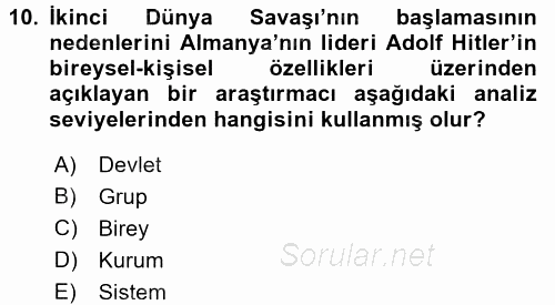 Diş Politika Analizi 2016 - 2017 Ara Sınavı 10.Soru