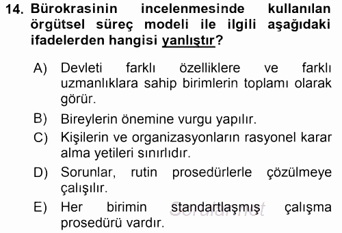 Diş Politika Analizi 2016 - 2017 Ara Sınavı 14.Soru