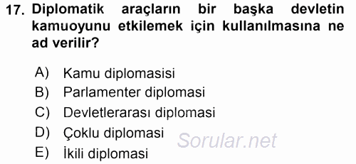 Diş Politika Analizi 2016 - 2017 Ara Sınavı 17.Soru