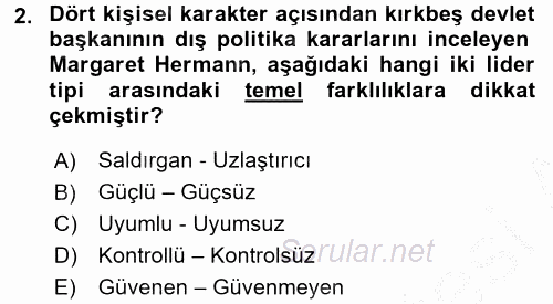 Diş Politika Analizi 2016 - 2017 Ara Sınavı 2.Soru