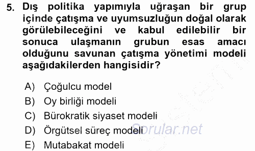 Diş Politika Analizi 2016 - 2017 Ara Sınavı 5.Soru