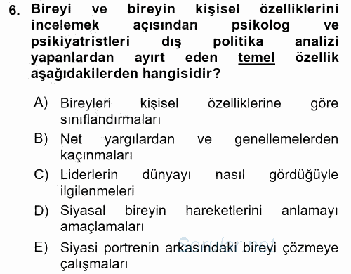 Diş Politika Analizi 2016 - 2017 Ara Sınavı 6.Soru