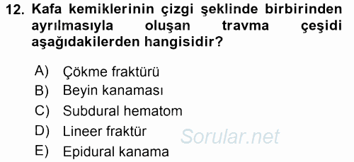 Yaşlı ve Hasta Bakım Hizmetleri 2017 - 2018 3 Ders Sınavı 12.Soru