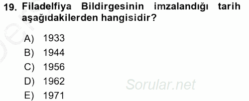 Sosyal Güvenlik 2016 - 2017 3 Ders Sınavı 19.Soru