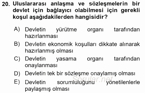 Sosyal Güvenlik 2016 - 2017 3 Ders Sınavı 20.Soru