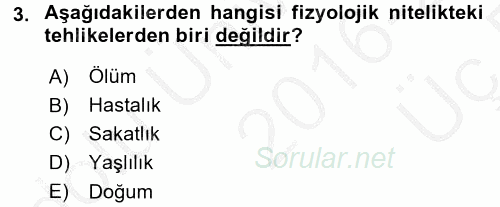 Sosyal Güvenlik 2016 - 2017 3 Ders Sınavı 3.Soru