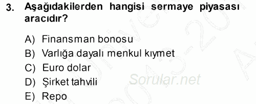 Finansal Yönetim 2013 - 2014 Ara Sınavı 3.Soru