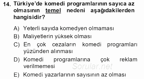 İletişim Ortamları Tasarımı 2013 - 2014 Tek Ders Sınavı 14.Soru