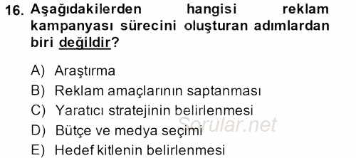 İletişim Ortamları Tasarımı 2013 - 2014 Tek Ders Sınavı 16.Soru