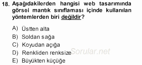 İletişim Ortamları Tasarımı 2013 - 2014 Tek Ders Sınavı 18.Soru