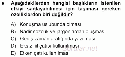 İletişim Ortamları Tasarımı 2013 - 2014 Tek Ders Sınavı 6.Soru