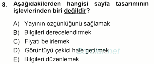 İletişim Ortamları Tasarımı 2013 - 2014 Tek Ders Sınavı 8.Soru