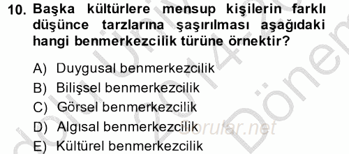 Etkili İletişim Teknikleri 2014 - 2015 Dönem Sonu Sınavı 10.Soru