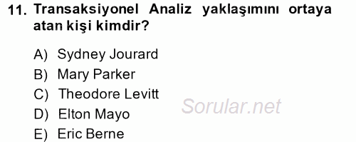 Etkili İletişim Teknikleri 2014 - 2015 Dönem Sonu Sınavı 11.Soru