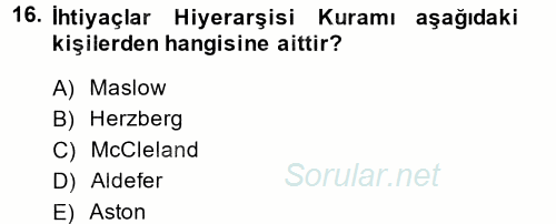 Etkili İletişim Teknikleri 2014 - 2015 Dönem Sonu Sınavı 16.Soru