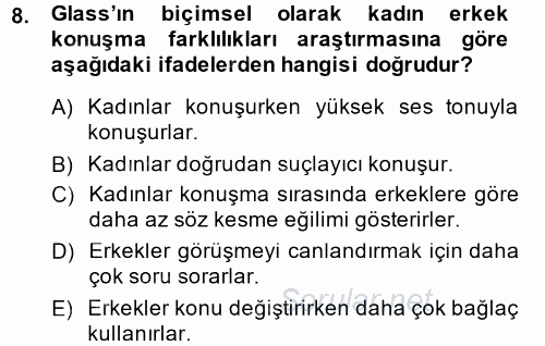Etkili İletişim Teknikleri 2014 - 2015 Dönem Sonu Sınavı 8.Soru