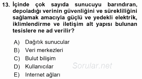 Temel Bilgi Teknolojileri 2 2016 - 2017 Dönem Sonu Sınavı 13.Soru