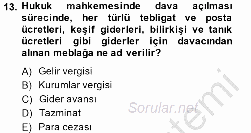 Kalem Mevzuatı 2014 - 2015 Dönem Sonu Sınavı 13.Soru