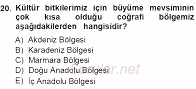 Ekoloji ve Çevre Bilgisi 2012 - 2013 Ara Sınavı 20.Soru