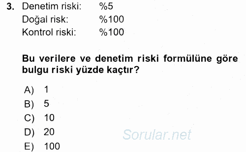 Muhasebe Denetimi ve Mali Analiz 2015 - 2016 Dönem Sonu Sınavı 3.Soru