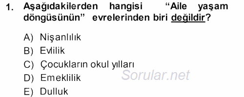 Aile İçi Uyumlu Etkileşim 2013 - 2014 Ara Sınavı 1.Soru