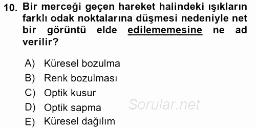 Temel Fotoğrafçılık 2017 - 2018 Ara Sınavı 10.Soru