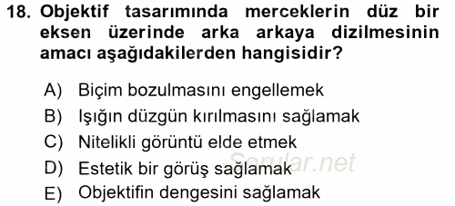 Temel Fotoğrafçılık 2017 - 2018 Ara Sınavı 18.Soru
