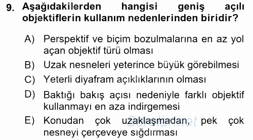 Temel Fotoğrafçılık 2017 - 2018 Ara Sınavı 9.Soru