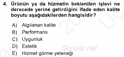 Verimlilik Yönetimi 2016 - 2017 3 Ders Sınavı 4.Soru