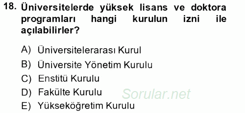 Türk Eğitim Tarihi 2013 - 2014 Tek Ders Sınavı 18.Soru