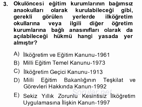 Türk Eğitim Tarihi 2013 - 2014 Tek Ders Sınavı 3.Soru