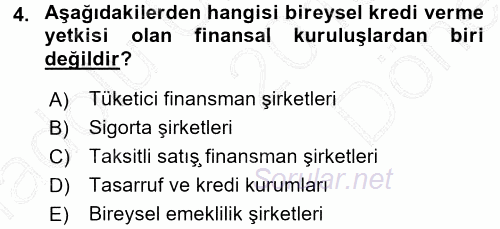 Bankalarda Kredi Yönetimi 2015 - 2016 Dönem Sonu Sınavı 4.Soru