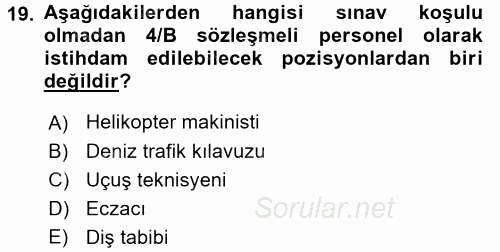 Kamu Personel Hukuku 2015 - 2016 Tek Ders Sınavı 19.Soru