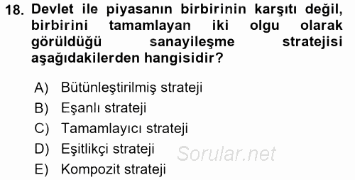 Uluslararası İktisat Politikası 2017 - 2018 Ara Sınavı 18.Soru