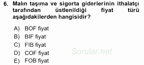 Uluslararası İktisat Politikası 2017 - 2018 Ara Sınavı 6.Soru