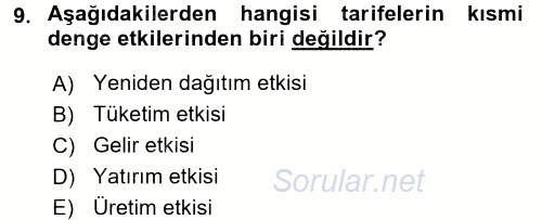 Uluslararası İktisat Politikası 2017 - 2018 Ara Sınavı 9.Soru