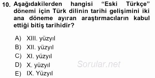 Çağdaş Türk Yazı Dilleri 1 2017 - 2018 Ara Sınavı 10.Soru