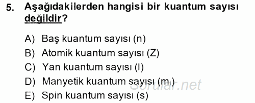 Hücre Kimyası 2014 - 2015 Tek Ders Sınavı 5.Soru