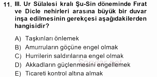 Eski Mezopotamya ve Mısır Tarihi 2014 - 2015 Ara Sınavı 11.Soru