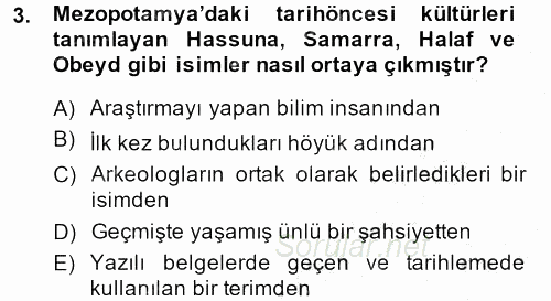 Eski Mezopotamya ve Mısır Tarihi 2014 - 2015 Ara Sınavı 3.Soru
