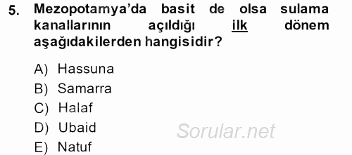 Eski Mezopotamya ve Mısır Tarihi 2014 - 2015 Ara Sınavı 5.Soru